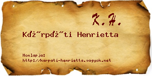Kárpáti Henrietta névjegykártya