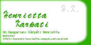 henrietta karpati business card